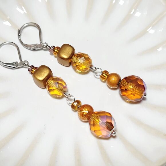 NEW BOHEMIALIZ earrings 689gldn#mfs Czech golden dangle earrings fairy earrings - Picture 1 of 6